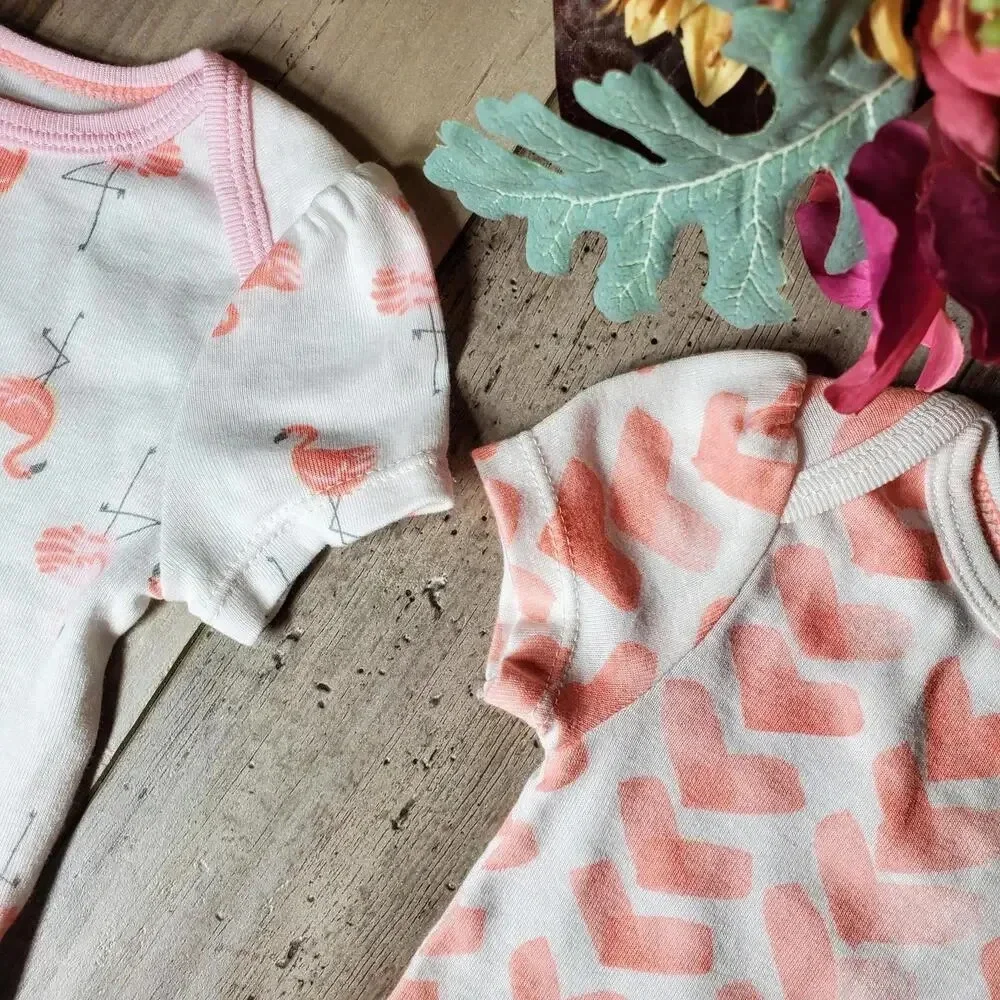Cloud Island Baby Girl 4 Piece Flamingo Coral Pink Set Size 3-6M NWOT